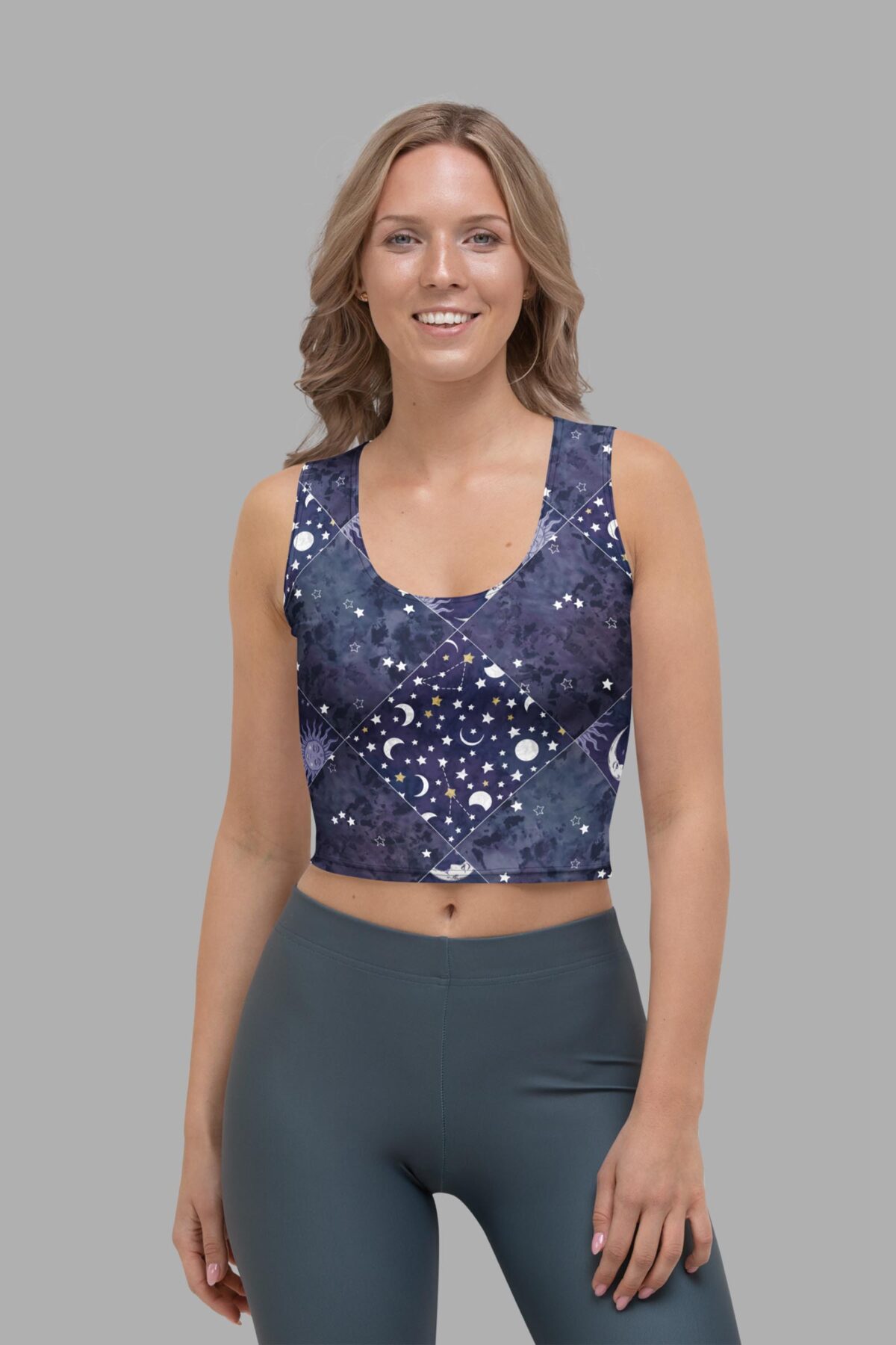 cosmic drifters celestial patchwork crop top front