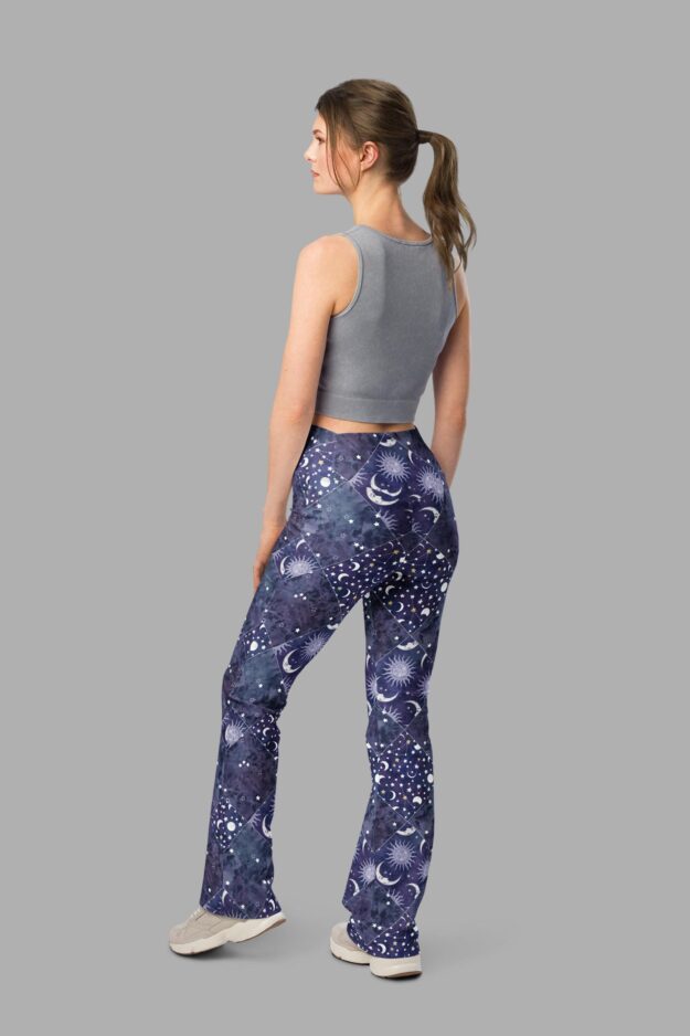 celestial patchwork flared leggings