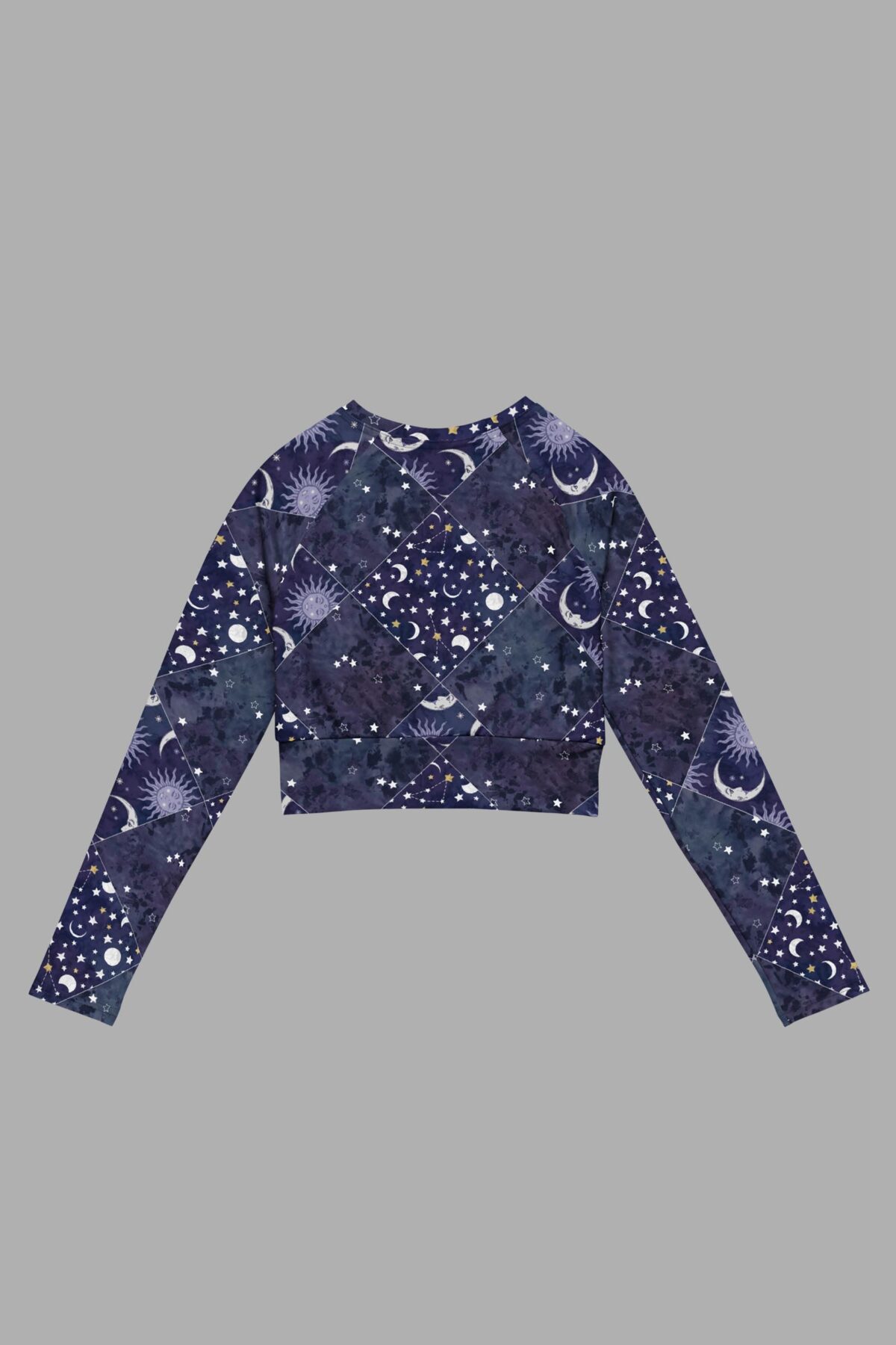 cosmic drifters celestial patchwork long sleeved crop top back2