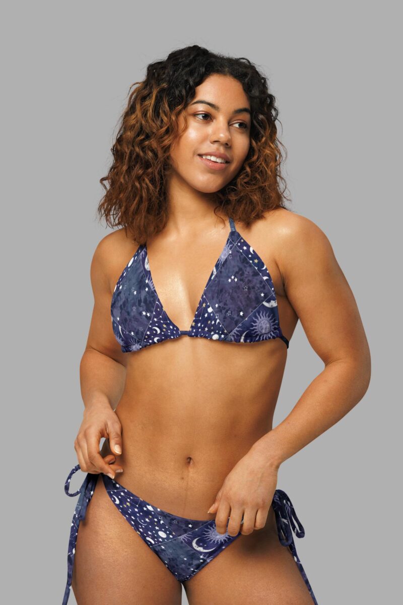 cosmic drifters celestial patchwork print string bikini front