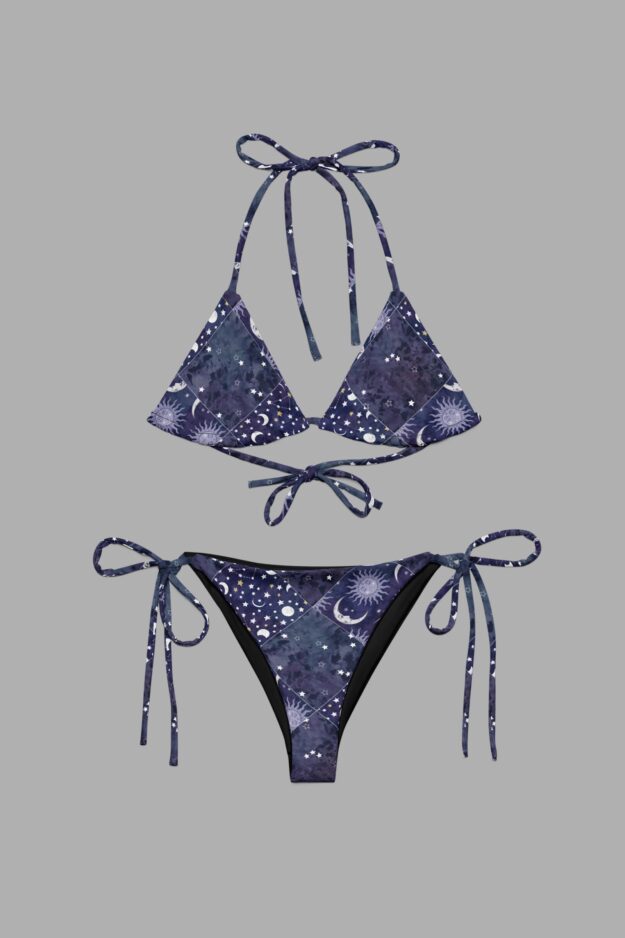 cosmic drifters celestial patchwork print string bikini front2