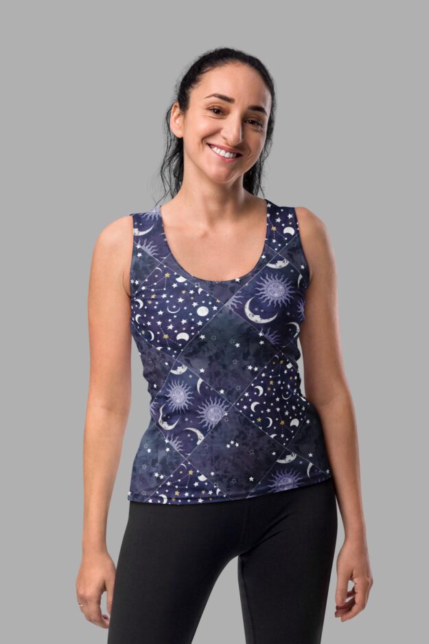 celestial patchwork print tank top
