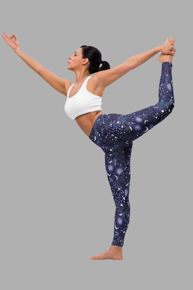 cosmic drifters celestial patchwork yoga leggings yoga pose 3