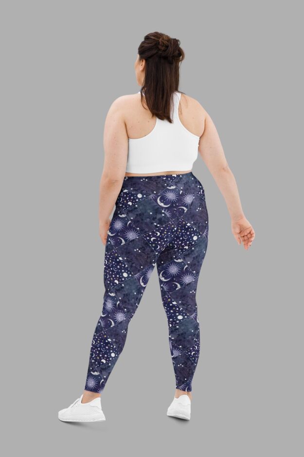 cosmic drifters celestial patchwork yoga plus size leggings back