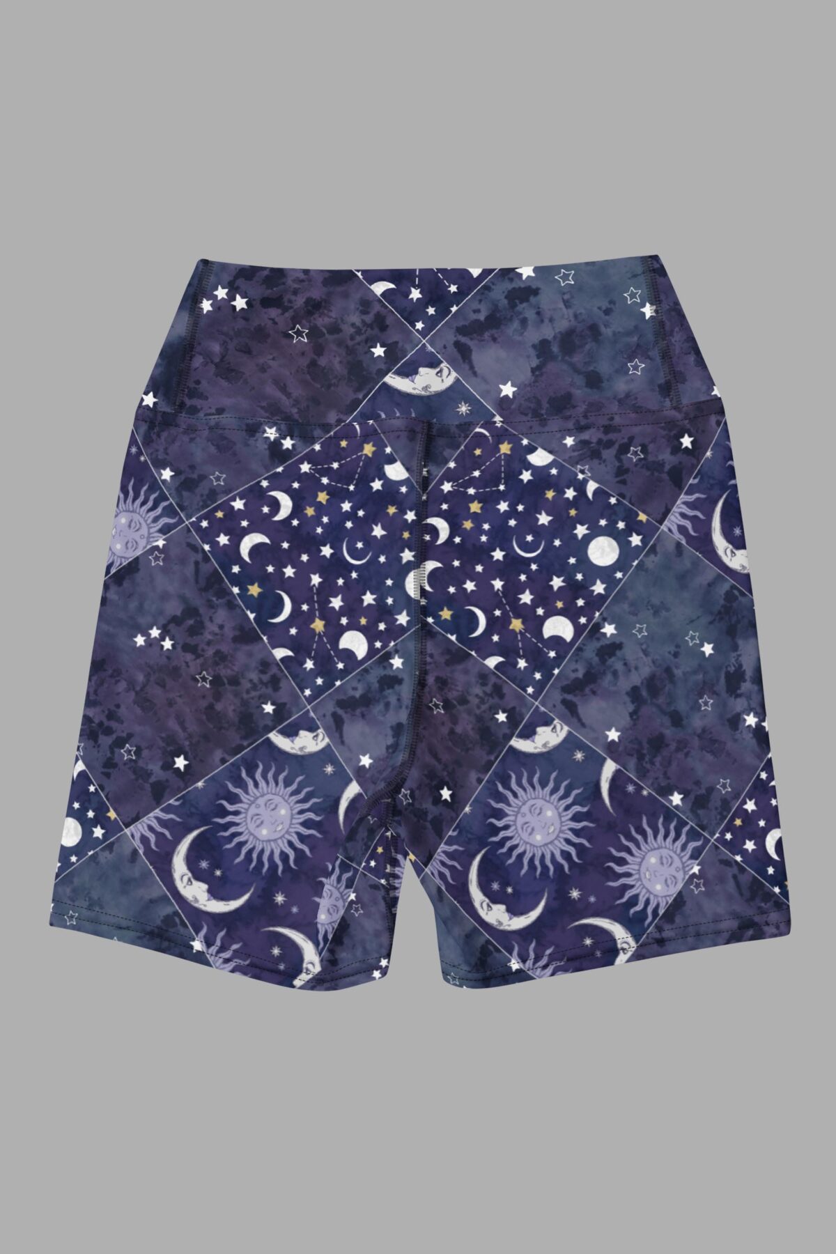 cosmic drifters celestial patchwork yoga shorts back2