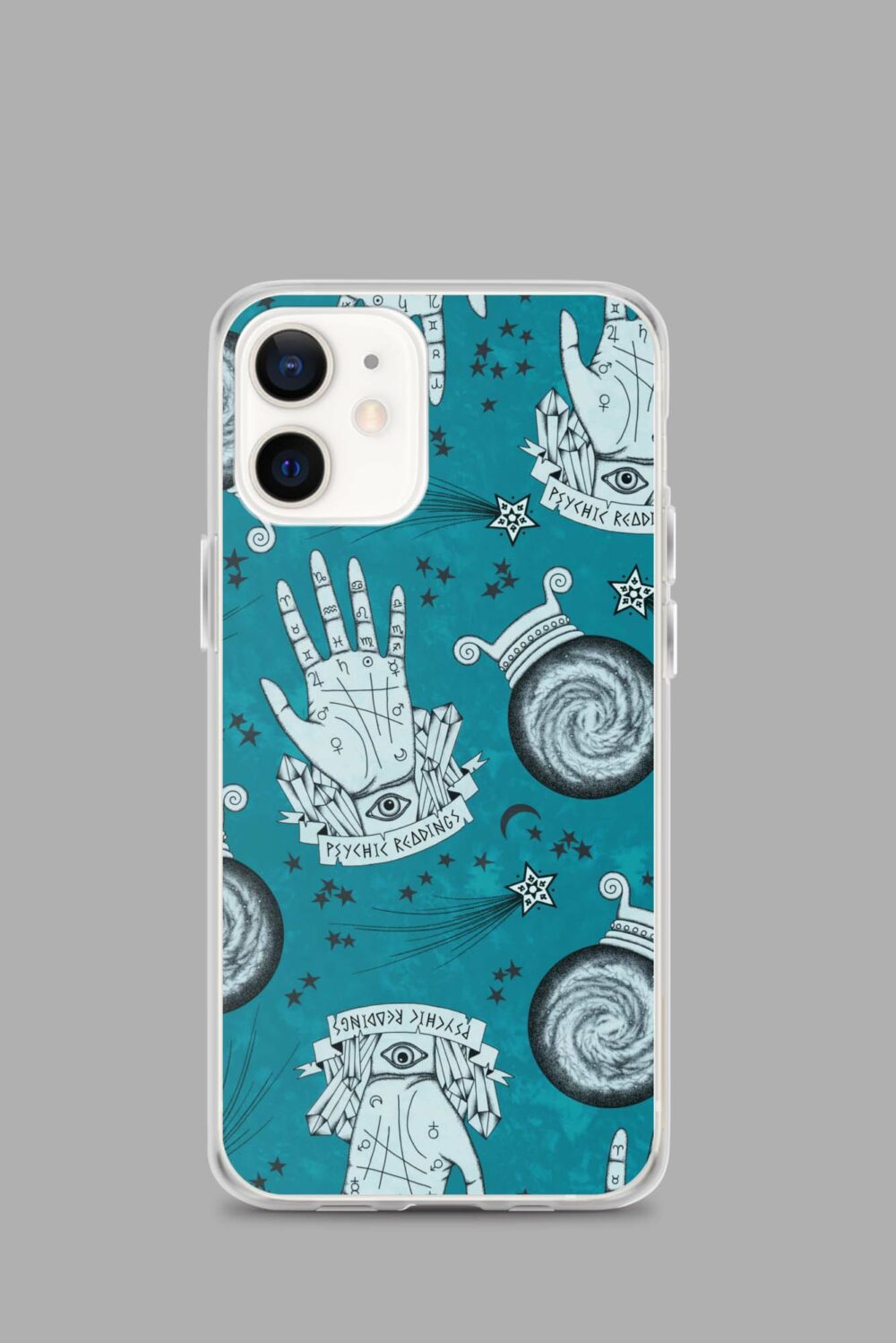 cosmic drifters clairvoyant clear case for iphone iphone 12 mini case on phone 64e355e7aec5a