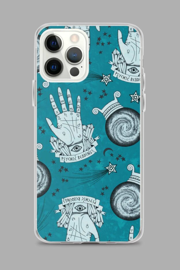 cosmic drifters clairvoyant clear case for iphone iphone 12 pro max case on phone 64e355e7aecdf