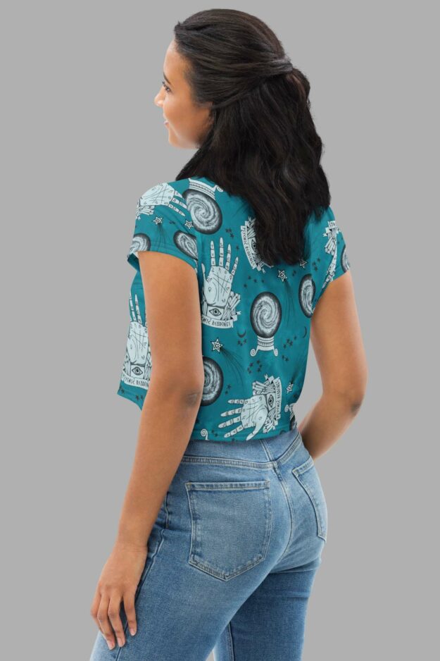 cosmic drifters clairvoyant print crop tee back2