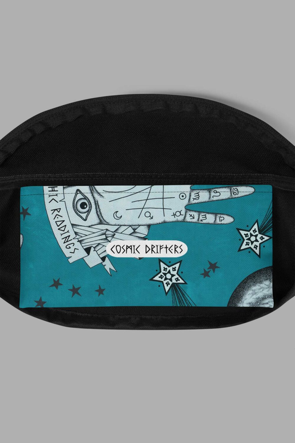 cosmic drifters clairvoyant print fanny pack pocket