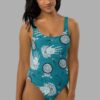 cosmic drifters clairvoyant print one piece swimsuit front