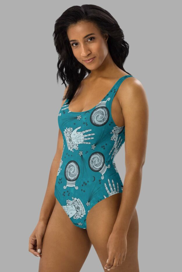 cosmic drifters clairvoyant print one piece swimsuit side1