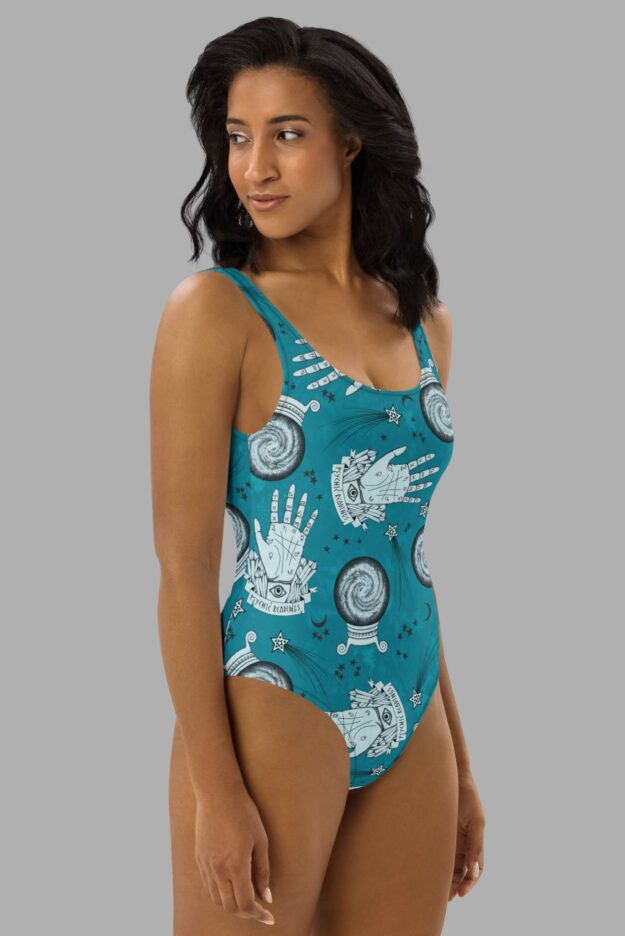 cosmic drifters clairvoyant print one piece swimsuit side2