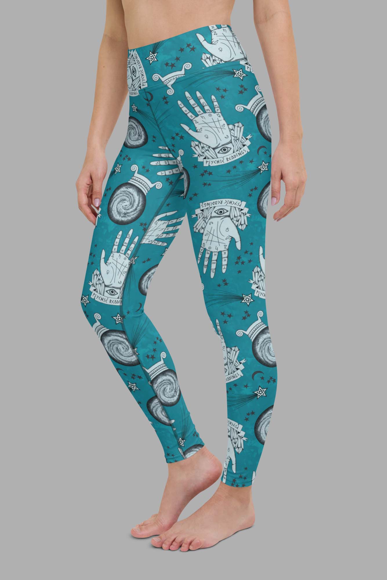cosmic drifters clairvoyant print one piece yoga leggings side