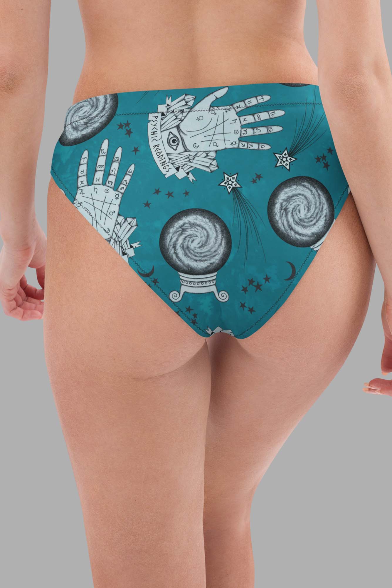 cosmic drifters clairvoyant print recycled high waisted bikini bottom back