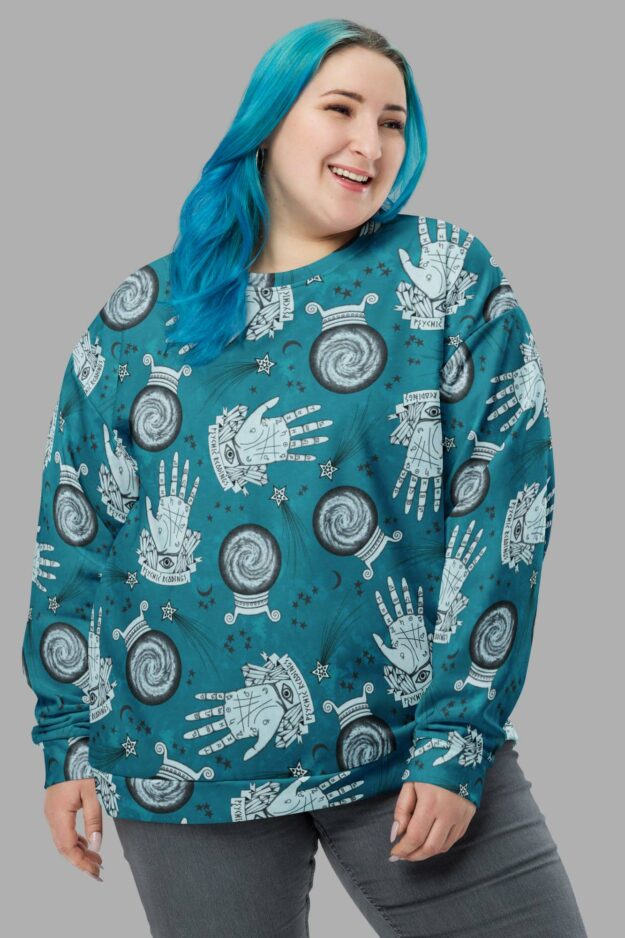 cosmic drifters clairvoyant print sweater front
