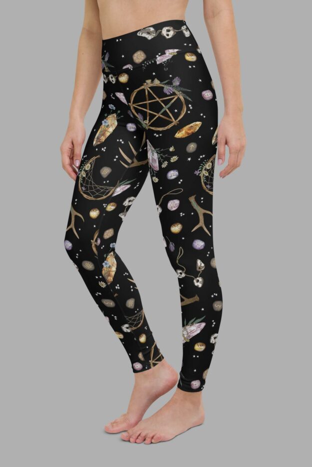 cosmic drifters earth witch print one piece yoga leggings side