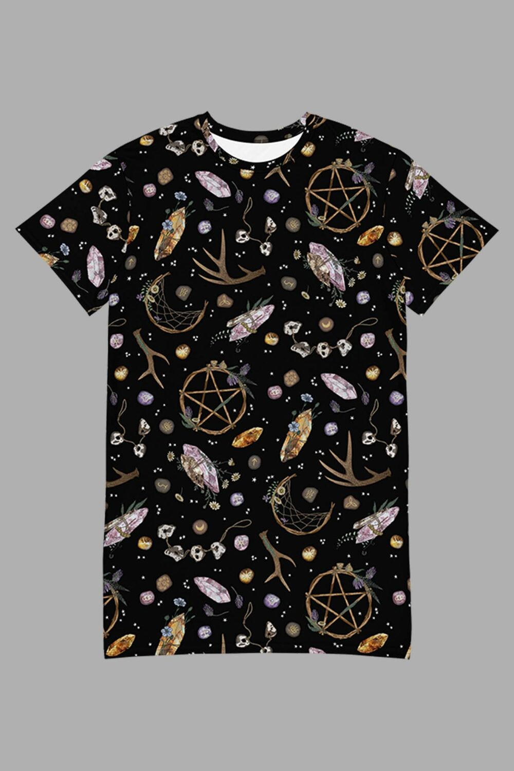 cosmic drifters earth witch print t shirt dress front