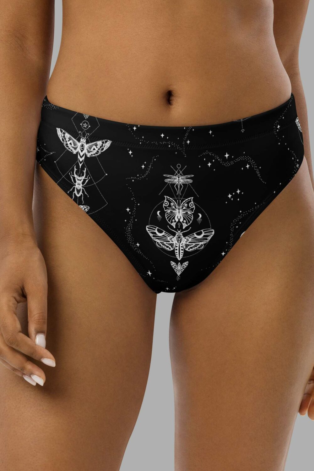 cosmic drifters entomon print recycled high waisted bikini bottom front