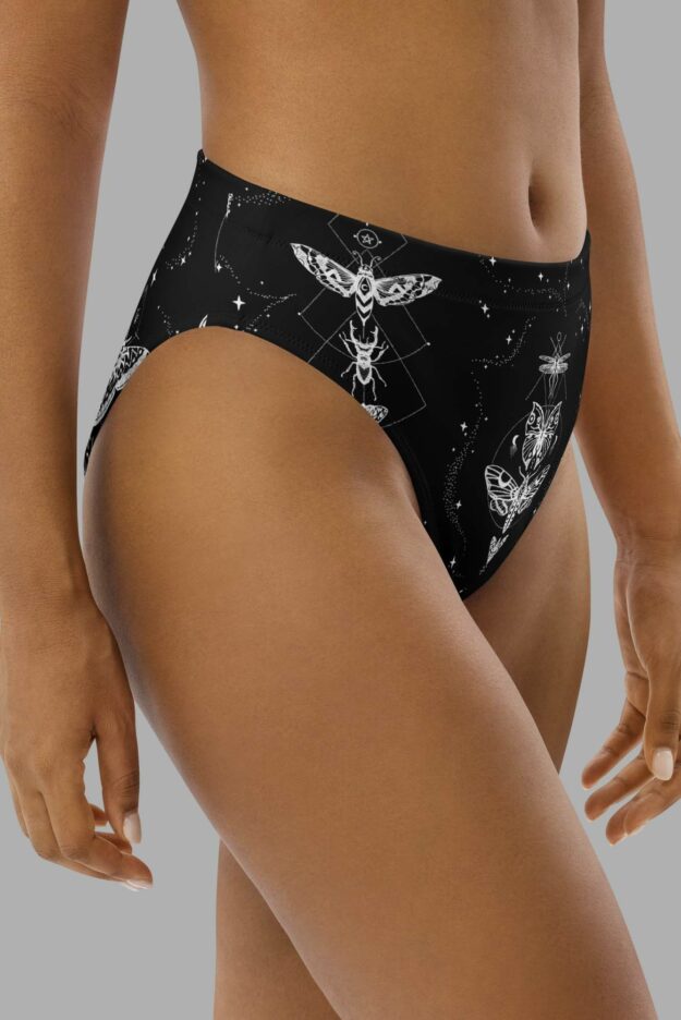 cosmic drifters entomon print recycled high waisted bikini bottom side