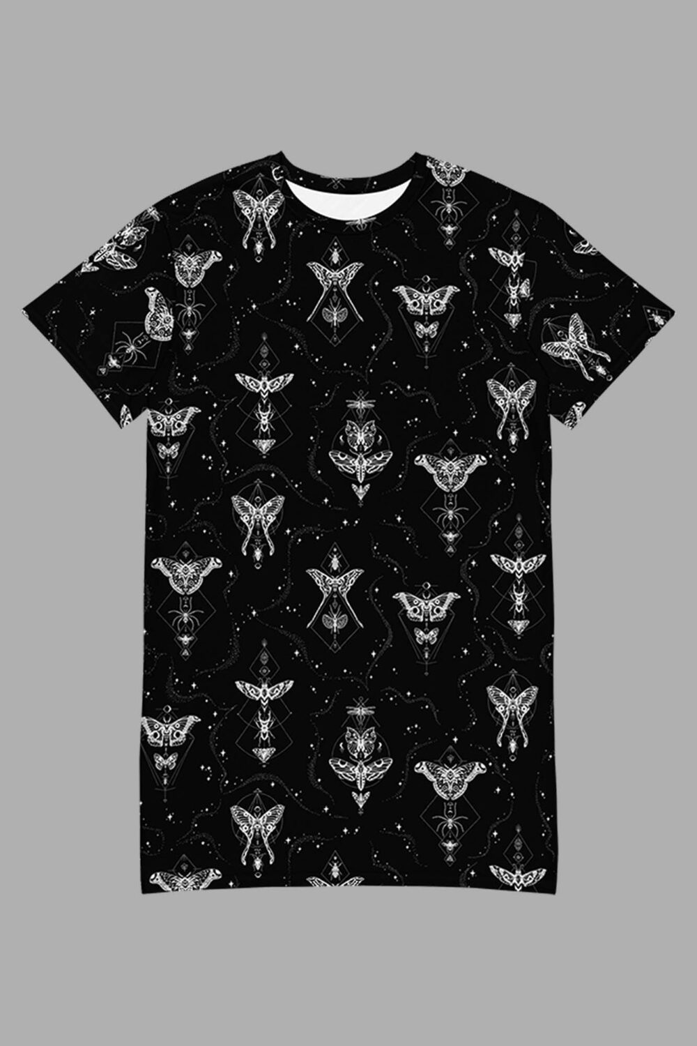 cosmic drifters entomon print t shirt dress front