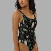 cosmic drifters forest witch print one piece swimsuit side
