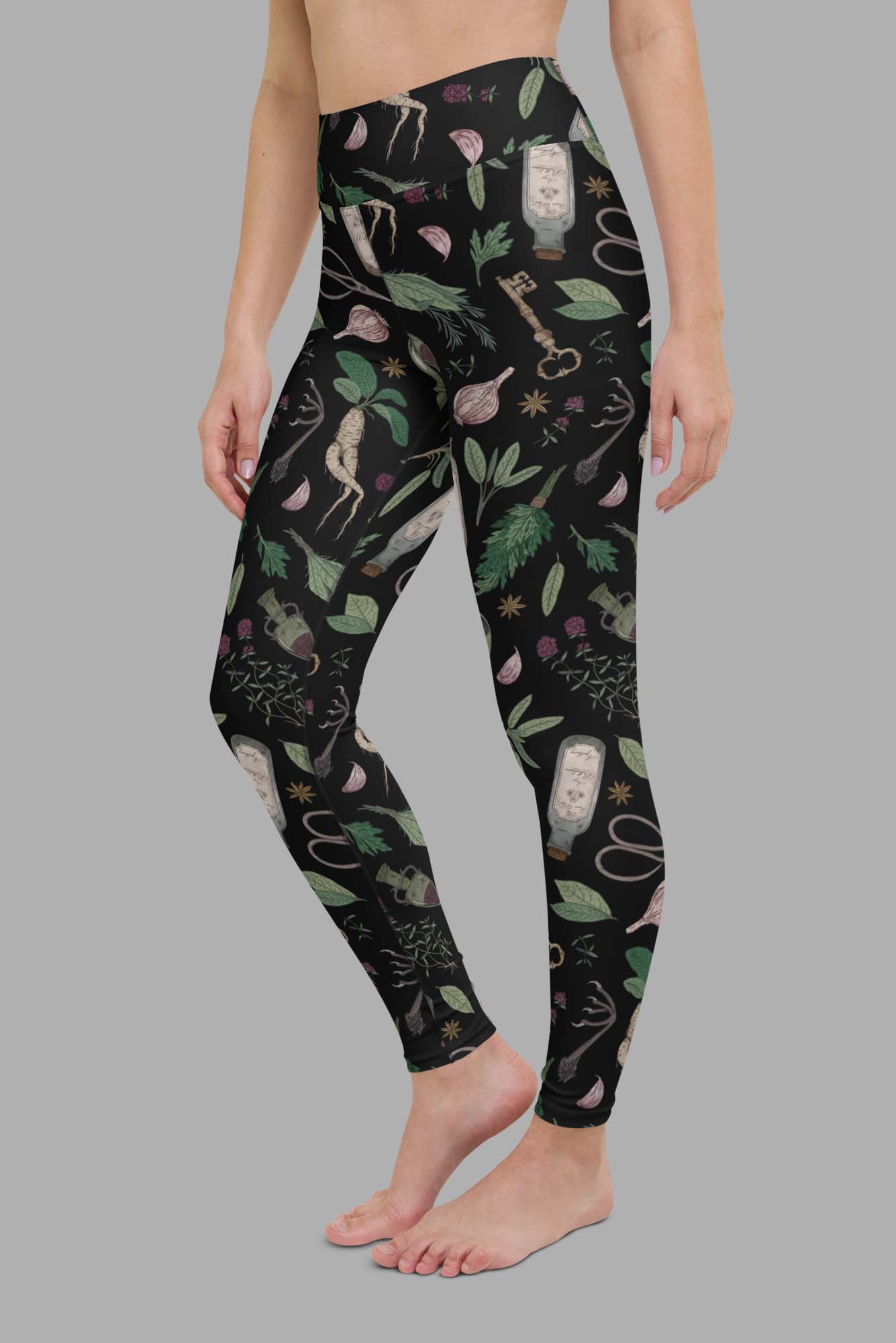 Forest Witch Print Yoga Leggings, XS-XL - Cosmic Drifters