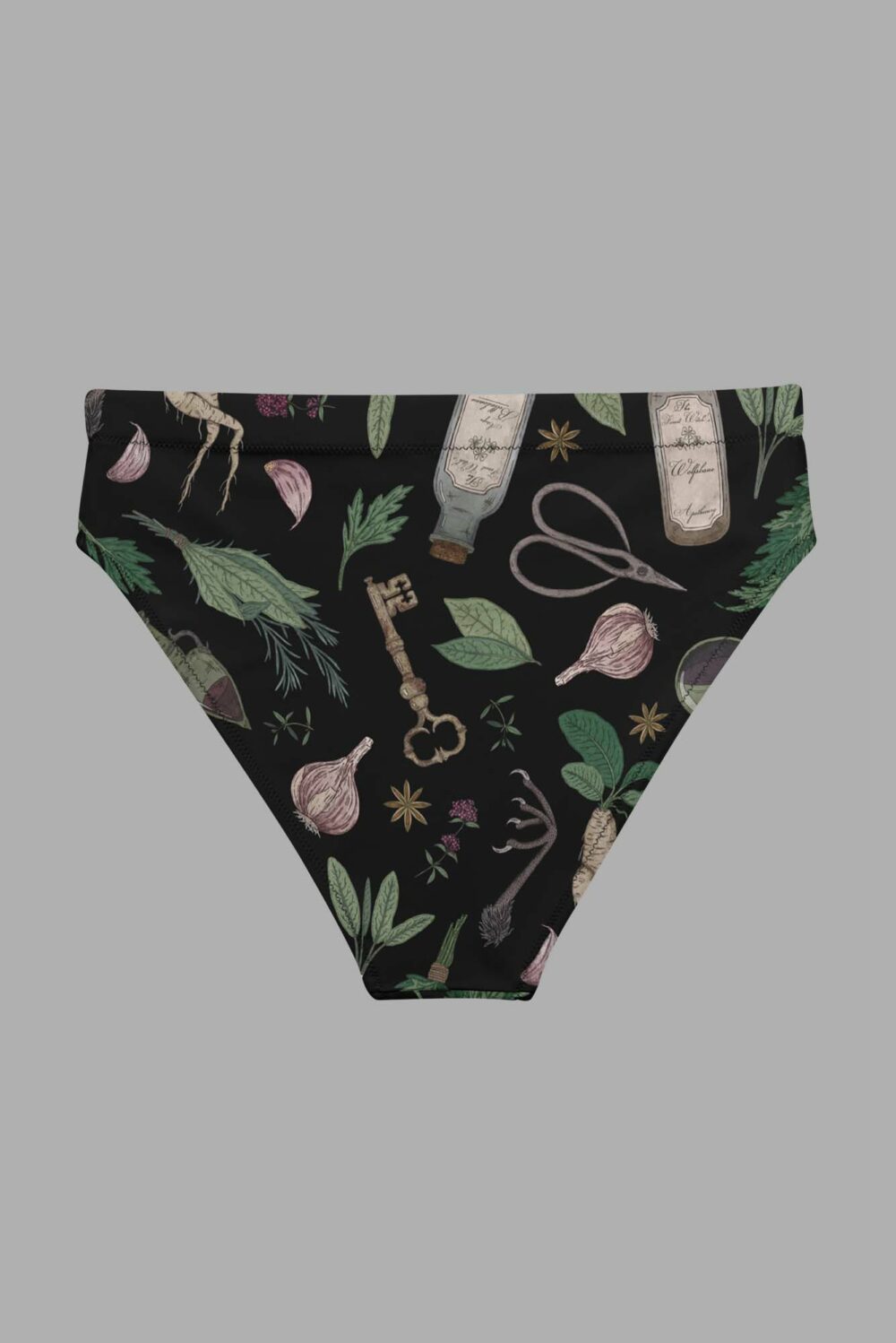 cosmic drifters forest witch print recycled high waisted bikini bottom back