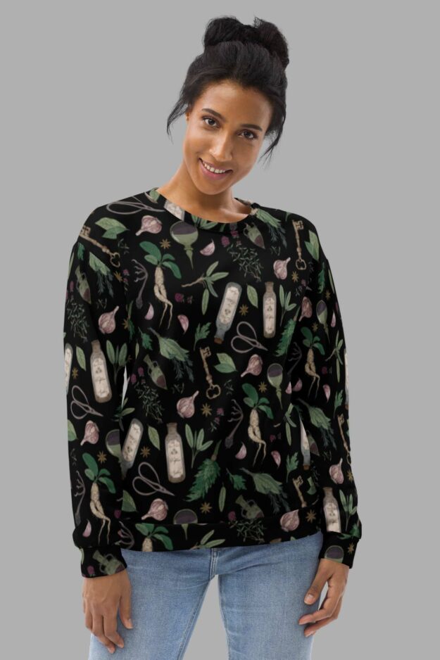 cosmic drifters forest witch print sweater front2
