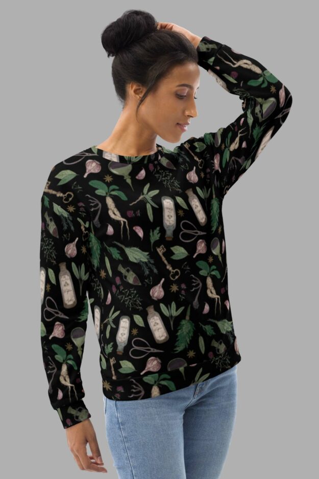 cosmic drifters forest witch print sweater front3