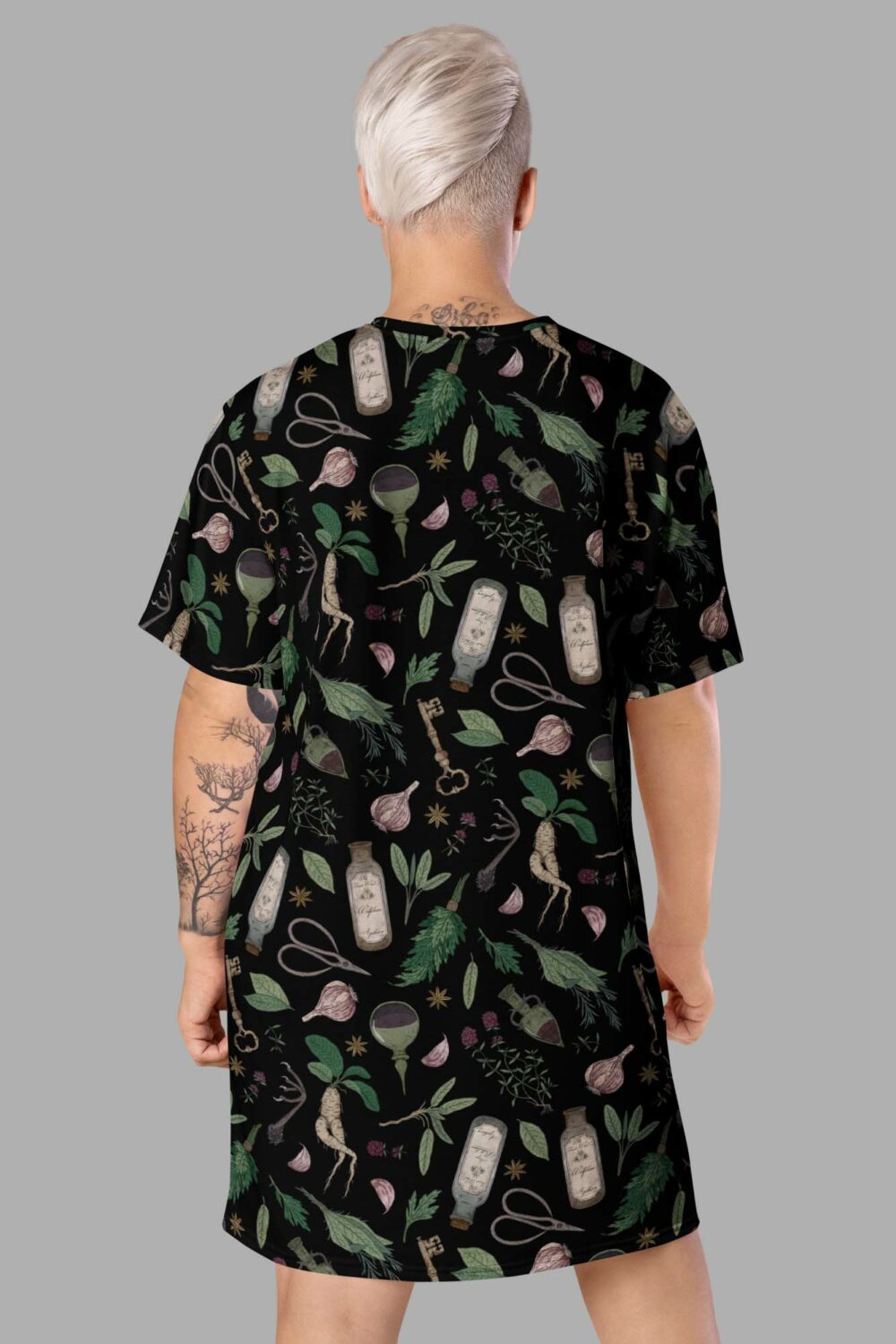 cosmic drifters forest witch print t shirt dress back2