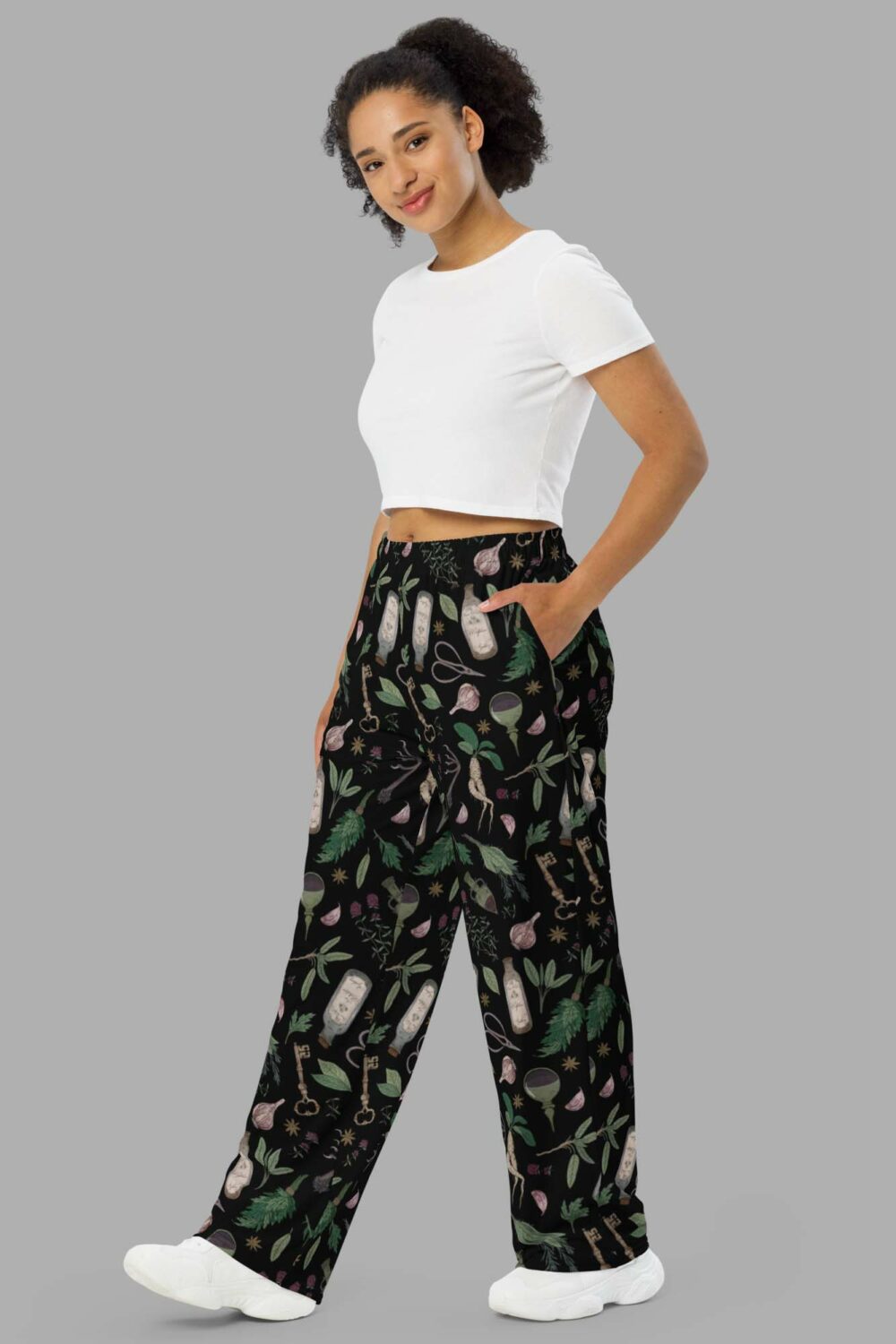 cosmic drifters forest witch print wide leg lounge pants side