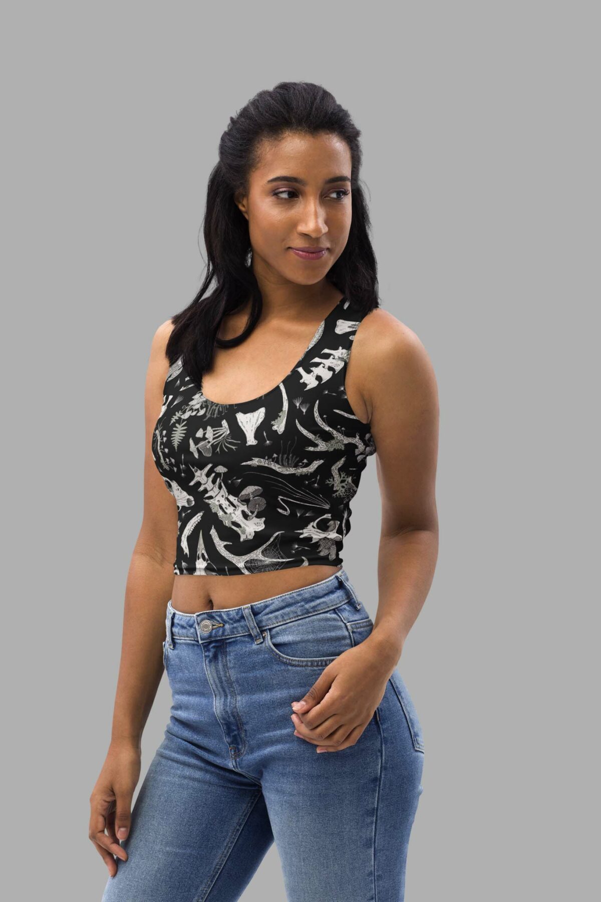 cosmic drifters fungalis print crop top side