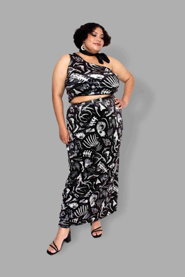 cosmic drifters fungalis print maxi skirt front