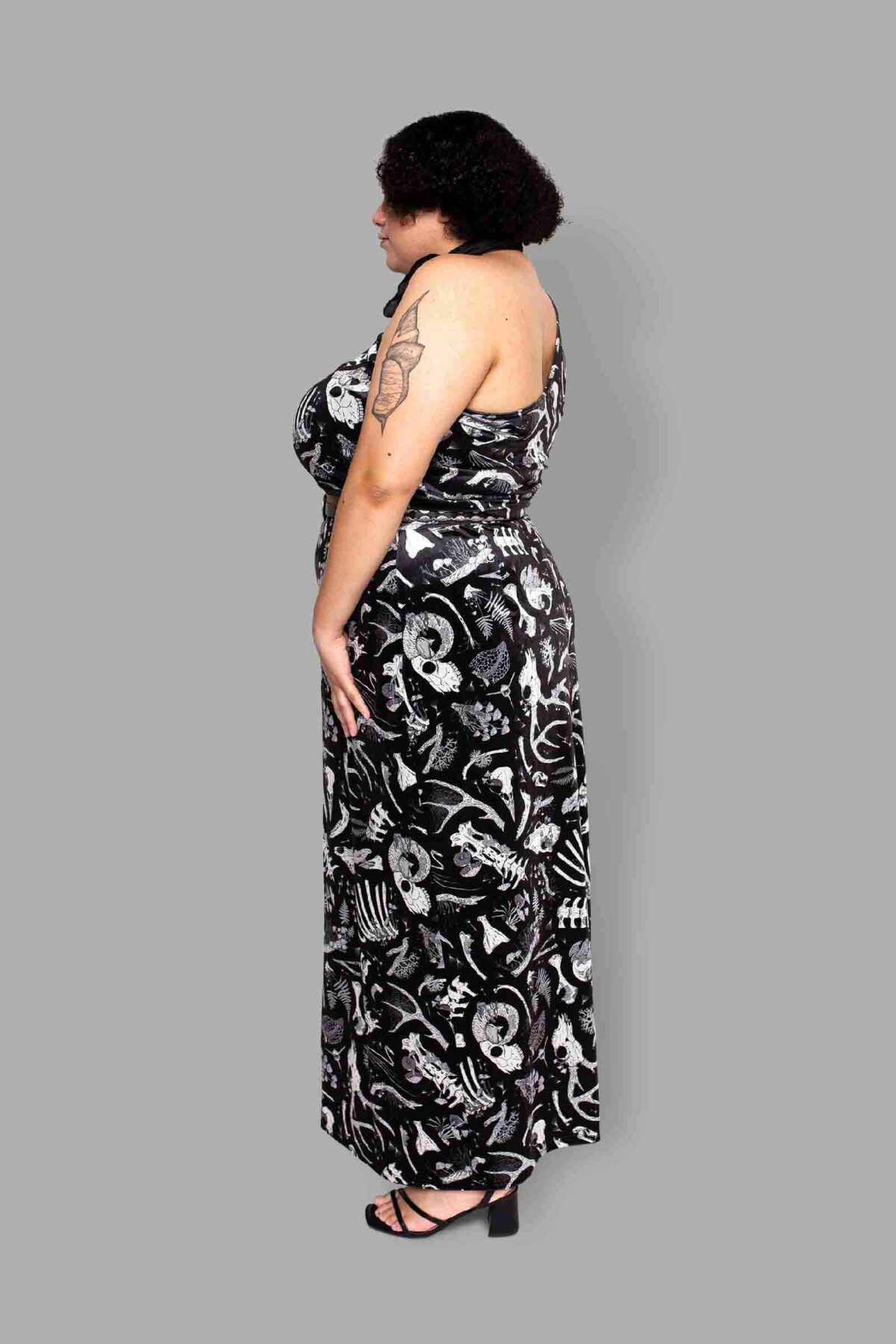 cosmic drifters fungalis print maxi skirt side
