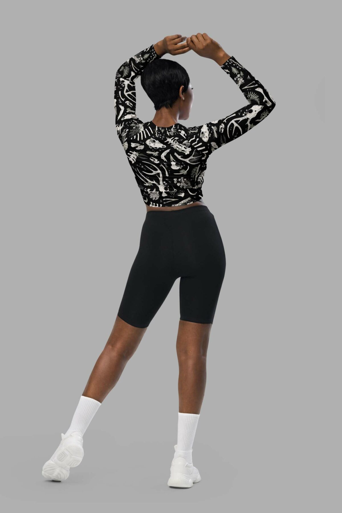 cosmic drifters fungalis print recycled long sleeve crop top back