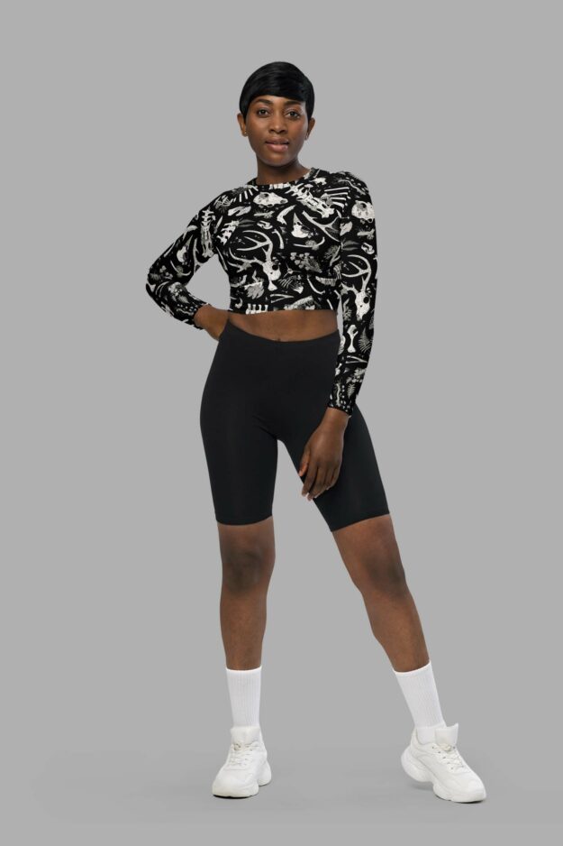 cosmic drifters fungalis print recycled long sleeve crop top front