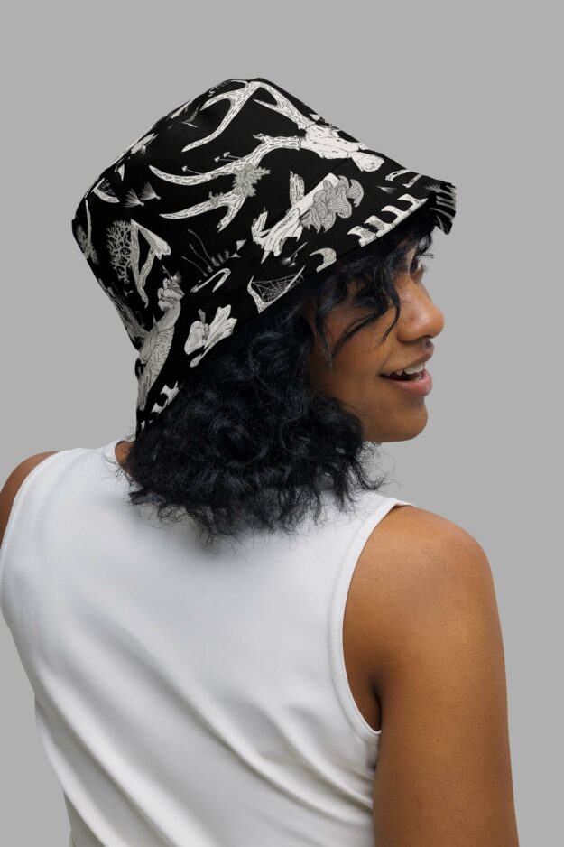 cosmic drifters fungalis print reversible bucket hat side