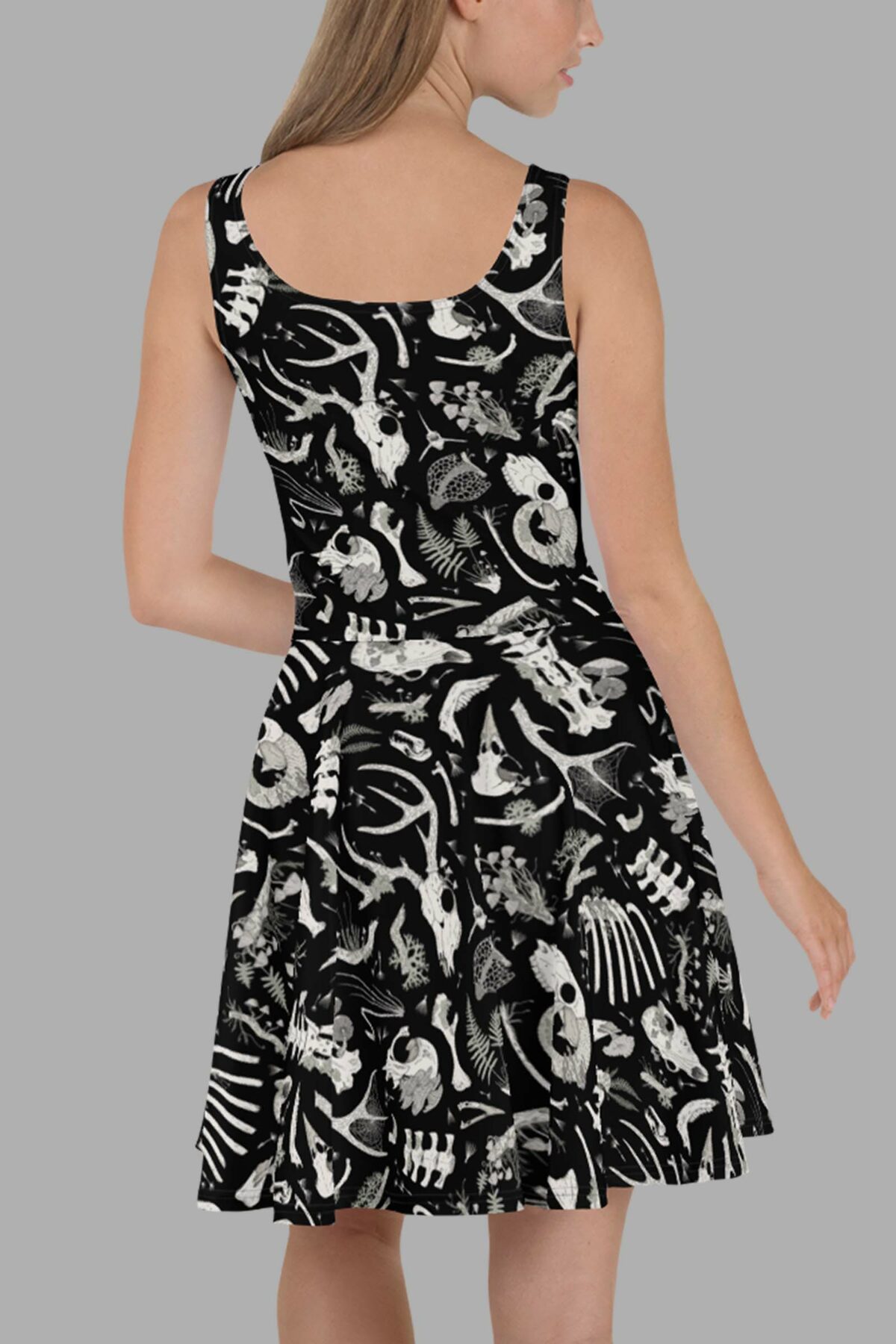 cosmic drifters fungalis print skater dress back 2