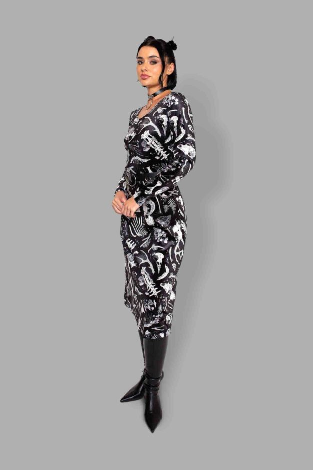 cosmic drifters fungalis print velvet dress side