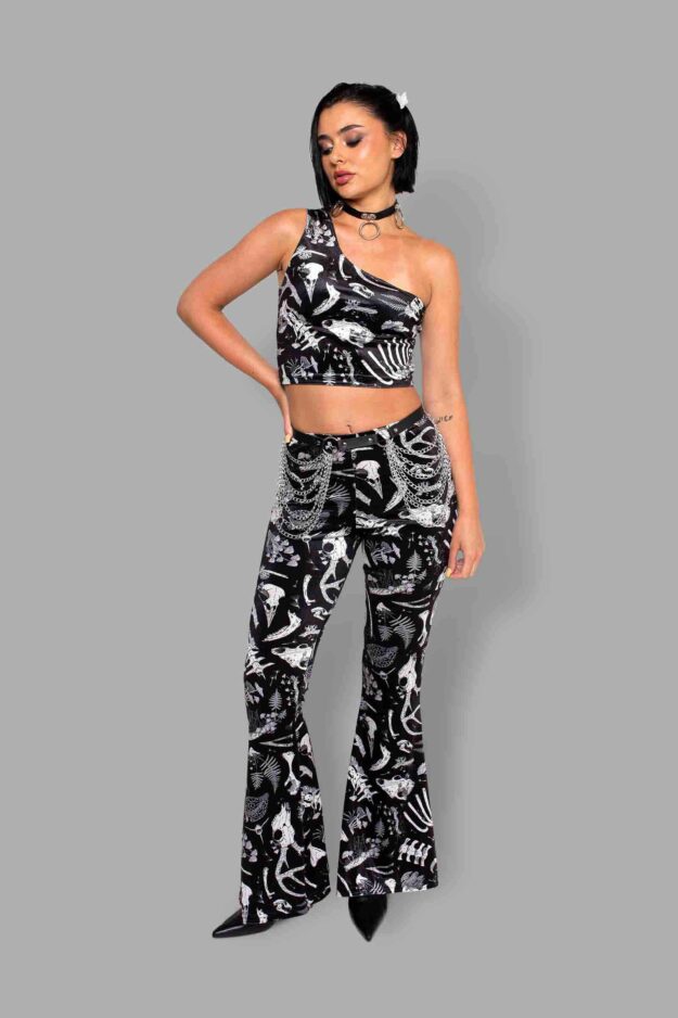 cosmic drifters fungalis print velvet flares front
