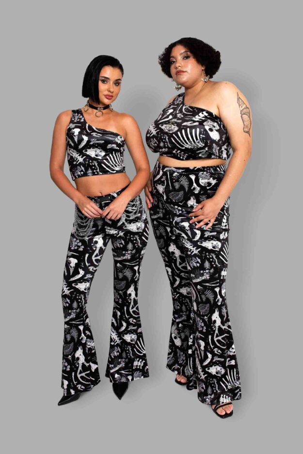 cosmic drifters fungalis print velvet flares pairs