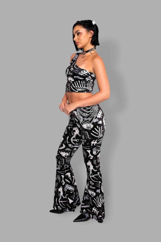 cosmic drifters fungalis print velvet flares side