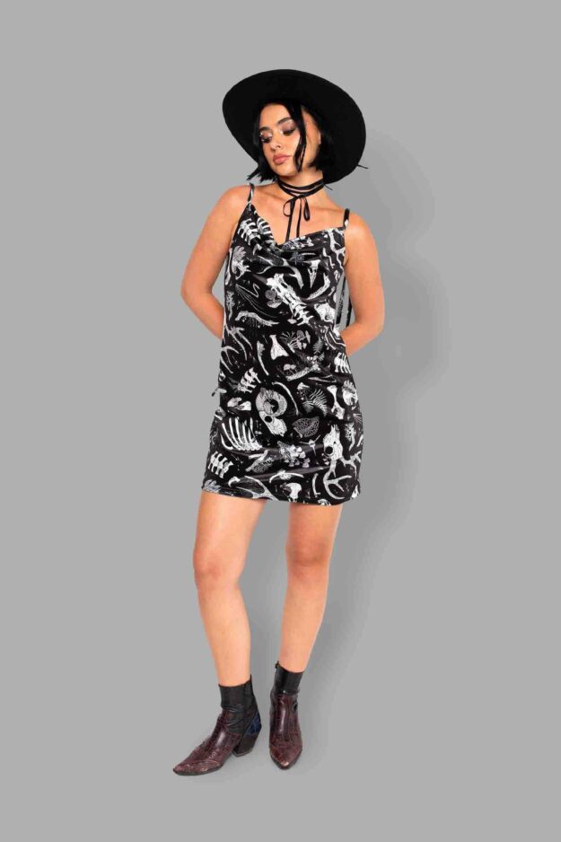 cosmic drifters fungalis print velvet mini dress front