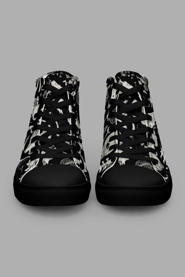 cosmic drifters fungalis print womens high top canvas shoes 3