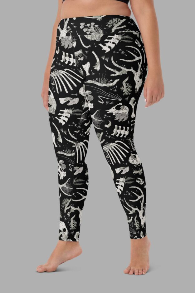 cosmic drifters fungalis print yoga leggings front