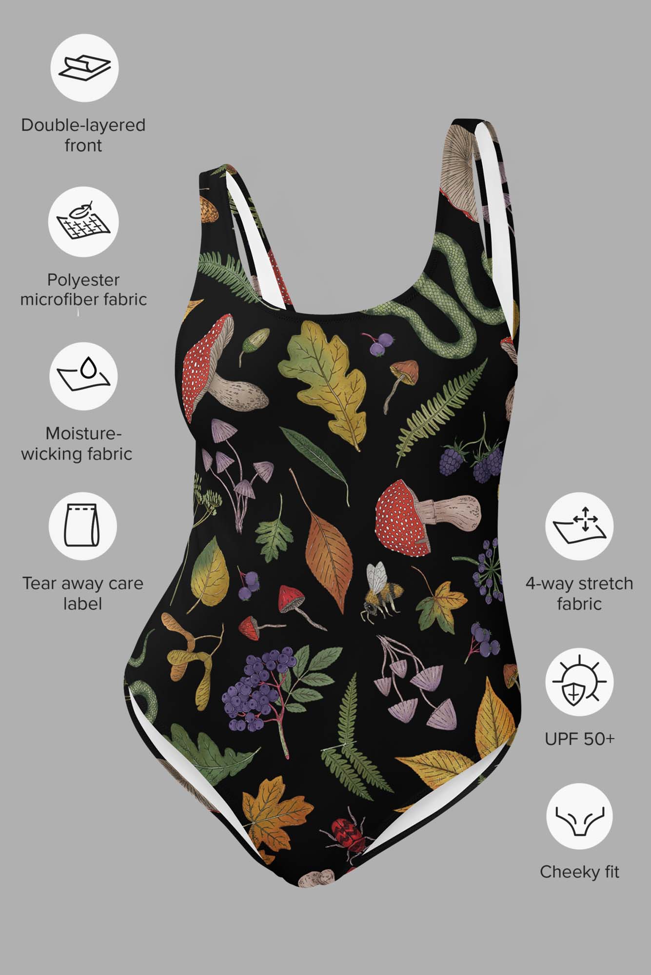 hedge witch print one piece swimsuit
