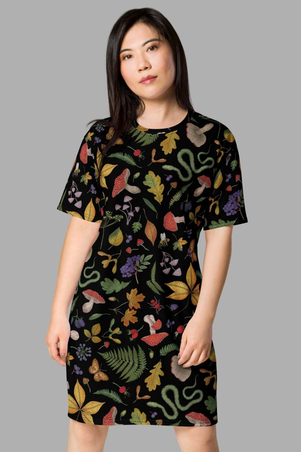 cosmic drifters hedge witch print t shirt dress front