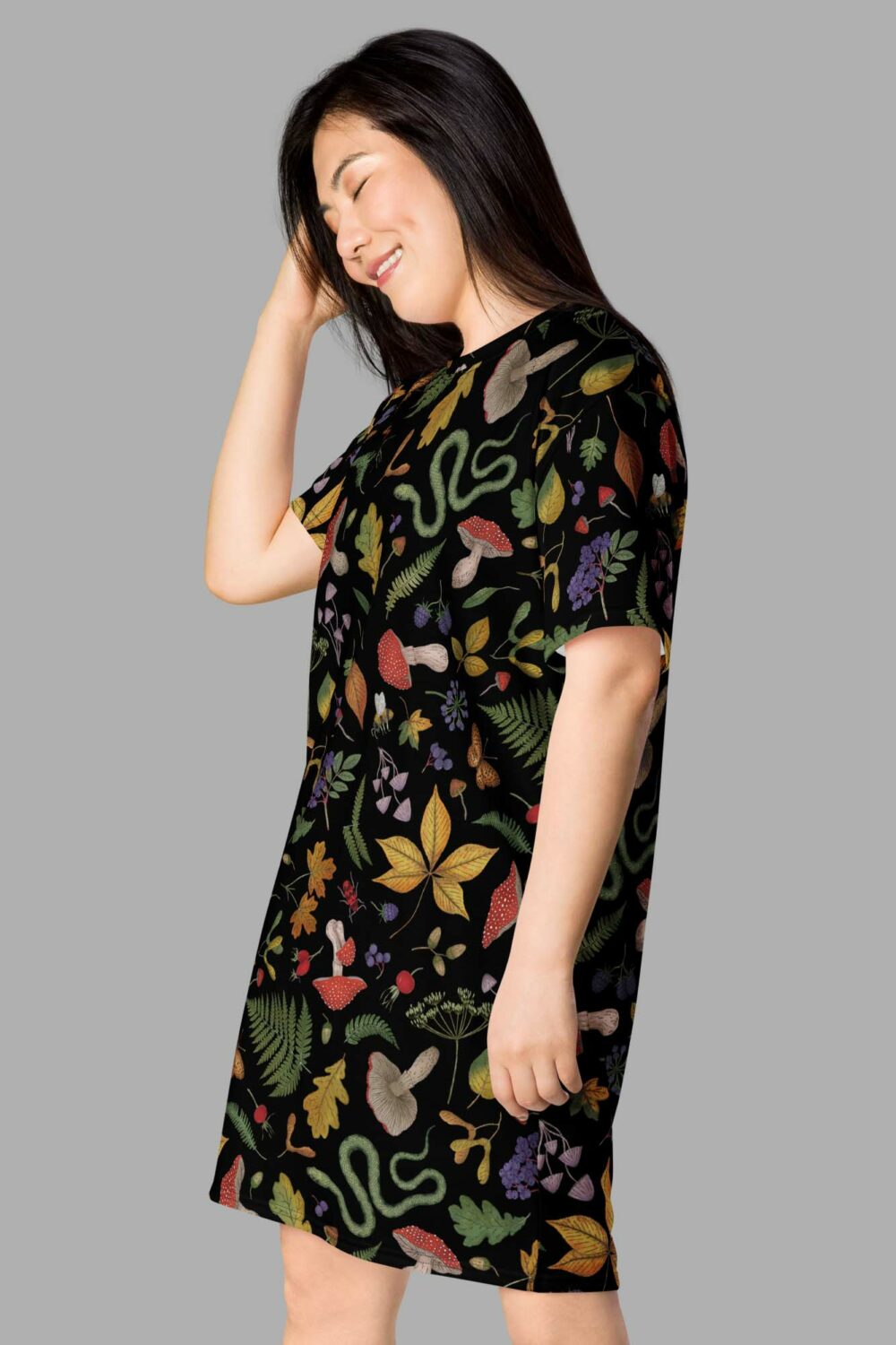 cosmic drifters hedge witch print t shirt dress side