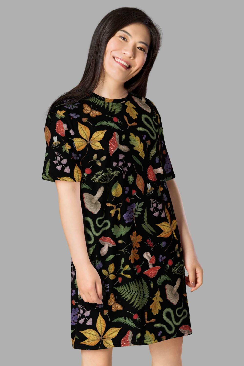 cosmic drifters hedge witch print t shirt dress side2