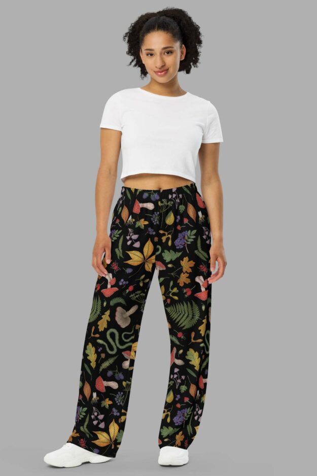 cosmic drifters hedge witch print wide leg lounge pants front